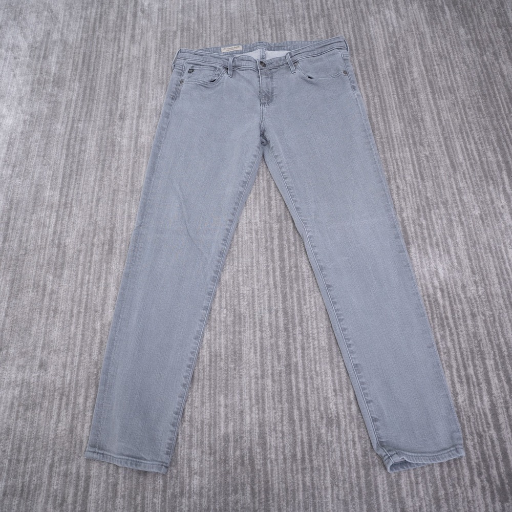 AG Adriano Goldschmied The Stevie Ankle Slim Straight Grey Jeans USA 32R Fit 33